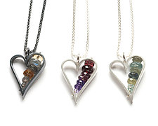 Small Heart Necklaces by Ashka Dymel (Silver & Stone Necklace)