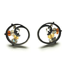 Mini Spiral Post Earrings by Ashka Dymel (Silver & Stone Earrings)
