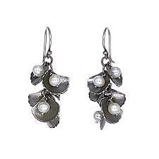 Kamala Ginkgo Earrings by Molly Dingledine (Silver & Pearl Earrings)