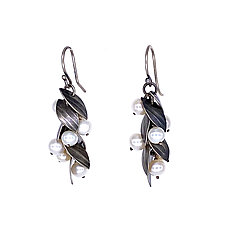 Adrian Falling Leaf Earrings by Molly Dingledine (Silver & Pearl Earrings)