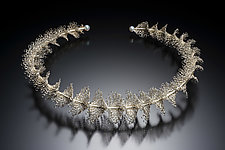 Woven Double Helix Collar by Cheri Dunnigan (Silver & Pearl Necklace)