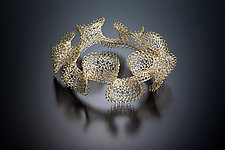 Woven Ruffled Lace Bangle Bracelet by Cheri Dunnigan (Gold & Silver Bracelet)