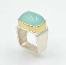 Square Ring: Aqua Chalcedony by Gabriel Ofiesh (Gold, Silver & Stone Ring)