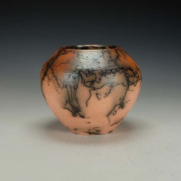 Horsehair Raku Pottery Vessel XII by Lance Timco (Ceramic Vessel