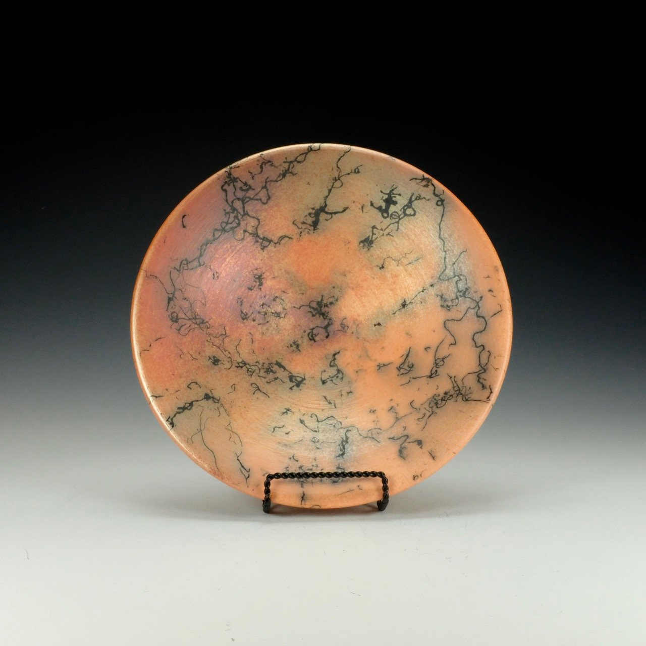 Raku horsehair pottery bowl Orange. 