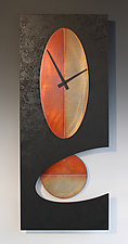 Black Oval Pendulum Clock by Leonie  Lacouette (Metal & Wood Clock)