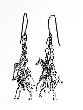 Baby Zebra Dangle Earrings by Kristin Lora (Silver Earrings)