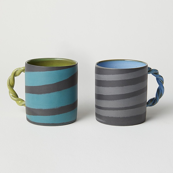 Twist Handle Mug Pair by Saori Matsushita (Ceramic Mug Pair) | Artful Home
