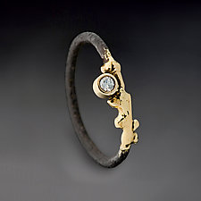 Steel Twiggy Ring by Peg Fetter (Gold, Steel and Stone Ring)