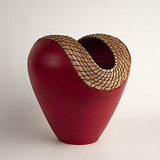 Medium Red Heart by Hannie Goldgewicht (Ceramic Vessel)