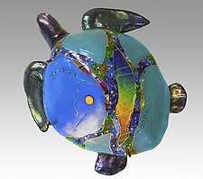Moon Sea Turtle by Karen Ehart (Art Glass Wall Sculpture)