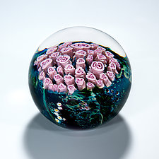 Pink Roses Bouquet Paperweight by Shawn Messenger (Art Glass Paperweight)