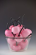 Life is Like a Bowl of Pink Cherries by Donald Carlson (Art Glass Sculpture)
