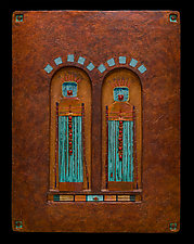 Offerings: Guardian Spirit Protectors Med Blue by Kara Young (Mixed-Media Wall Sculpture)