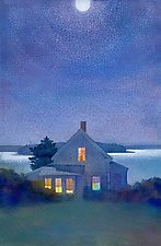 Yellow House at Night by Suzanne Siegel (Pigment Print)
