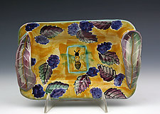 Blackberries and Bee Tray by Peggy Crago (Ceramic Tray)