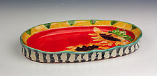 Sunflower Oval Serving Tray by Peggy Crago (Ceramic Serving Piece)
