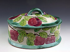 Plum Oval Serving Dish with Lid by Peggy Crago (Ceramic Casserole)