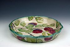 Plums Round Serving Plate by Peggy Crago (Ceramic Serving Piece)