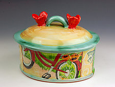 Bicycle Oval Box or Serving Piece by Peggy Crago (Ceramic Box)