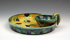 Small Berry Chip and Dip Plate by Peggy Crago (Ceramic Serving Piece)