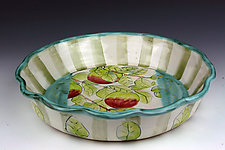 Apples Serving Dish with Copper Blue-Green by Peggy Crago (Ceramic Serving Piece)