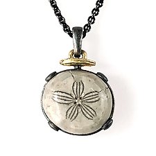 Fossilized Sand Dollar Pendant by Susan Barth (Gold, Silver & Fossil Necklace)