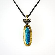 Blue Portal Pendant by Susan Barth (Gold, Silver & Stone Necklace)