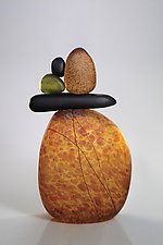 Cairn Rock Totem in Topaz by Melanie Guernsey-Leppla (Art Glass Sculpture)