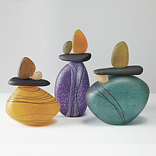 Spring Cairn Trio by Melanie Guernsey-Leppla (Art Glass Sculpture)