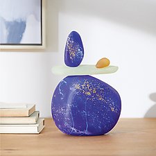 Lapis Cairn by Melanie Guernsey-Leppla (Art Glass Sculpture)