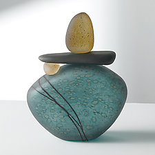 Spring Cairn Trio by Melanie Guernsey-Leppla (Art Glass Sculpture)