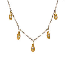 Gold Drop Necklace with Five Ingots by Diana Widman (Gold & Stone Necklace)