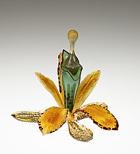 Gold Orchid Perfume Bottle by Loy Allen (Art Glass Perfume Bottle)