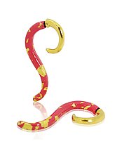 Pink and Gold Large Swoop Double-Sided Earrings by Shana Kroiz (Gold & Enameled Earrings)