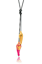 Pink and Gold Pod Lariat by Shana Kroiz (Gold and Enameled Necklace)