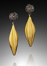 Dangling Pod Sapphire Cluster by Shana Kroiz (Gold, Silver & Stone Earrings)