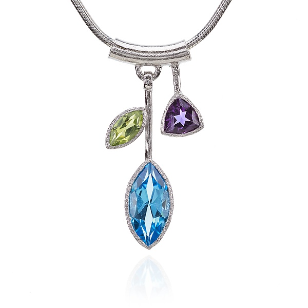 Blue Topaz Petal Necklace by Suzanne Q Evon (Silver & Stone Necklace ...