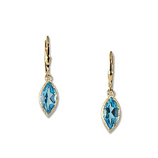 Gold Blue Topaz Marquise Earrings II by Suzanne Q Evon (Gold & Stone Earrings)