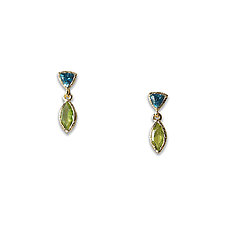 Gold Tiny Petal Earrings by Suzanne Q Evon (Gold & Stone Earrings)