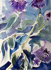 Globe Thistle II by Alix Travis (Watercolor Painting)