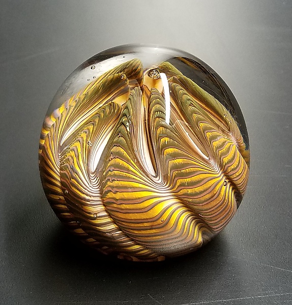 Topaz Urchin by The Glass Forge (Art Glass Paperweight) | Artful Home