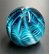 Aqua Sea Urchin by The Glass Forge (Art Glass Paperweight)