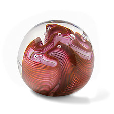 Salmon Three Twist Flower by The Glass Forge (Art Glass Paperweight)