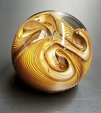 Topaz Three Twist Flower by The Glass Forge (Art Glass Paperweight)