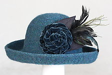Brimmed Hat with Flower Pin by Tess McGuire (Wool Hat)