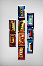 Log Cabin Triptych Wall Panels by Helen Rudy (Art Glass Wall Sculpture)