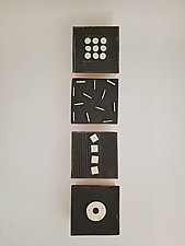 Four Dimensional Squares in Black and White by Lori Katz (Ceramic Wall Sculpture)