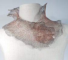 Dramatic Sculpted Knit Collar with Pin by Sarah Cavender (Copper Necklace)