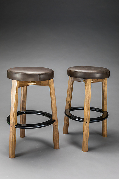 Wood and Leather Bar Stool